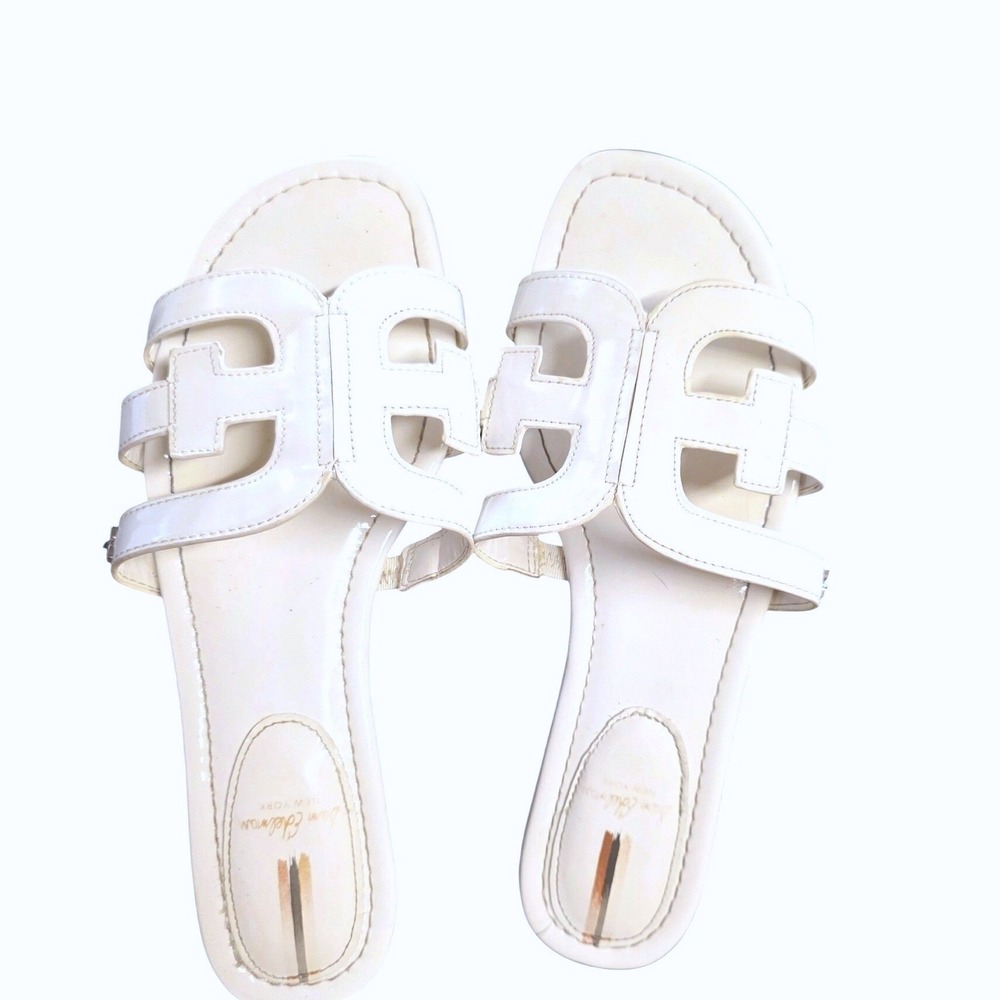 Sam Edelman Bay Slide Sandals Womens 9M White Patent Cutout Flat Slip On Shoes - Picture 5 of 6